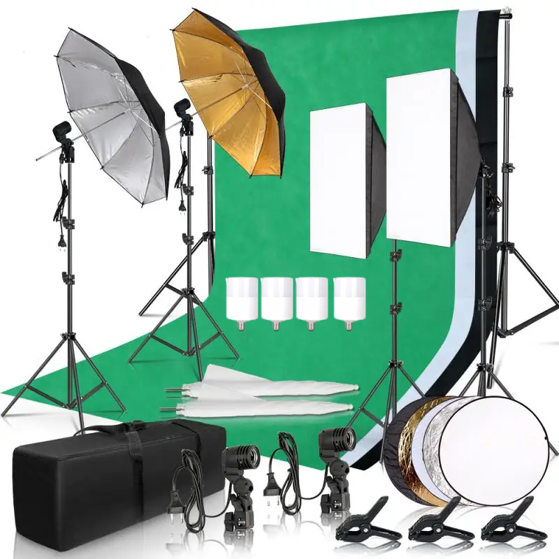 Photography Umbrella Lighting Kit - Комплект освещения для фотосъемки, зонтик, фотофон,
